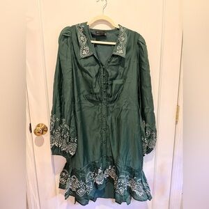 ASOS Curve Green Dress with White Embroidery